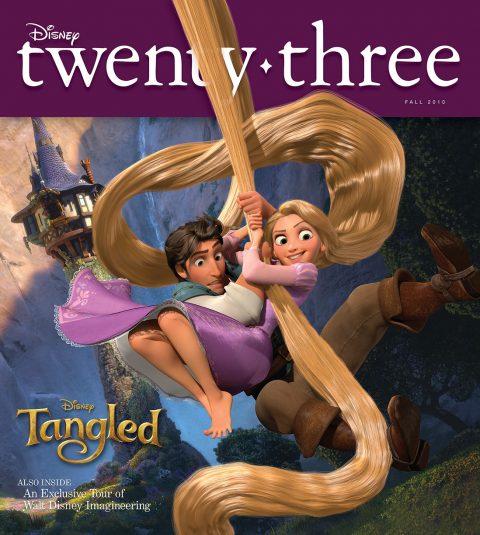Disney twenty-three Fall 2010 cover art featuring Tangled