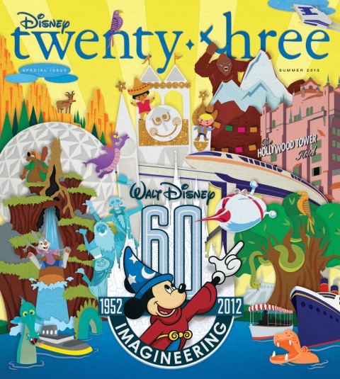 Disney twenty-three Summer 2013 cover art featuring Walt Disney Imagineering 60th anniversary
